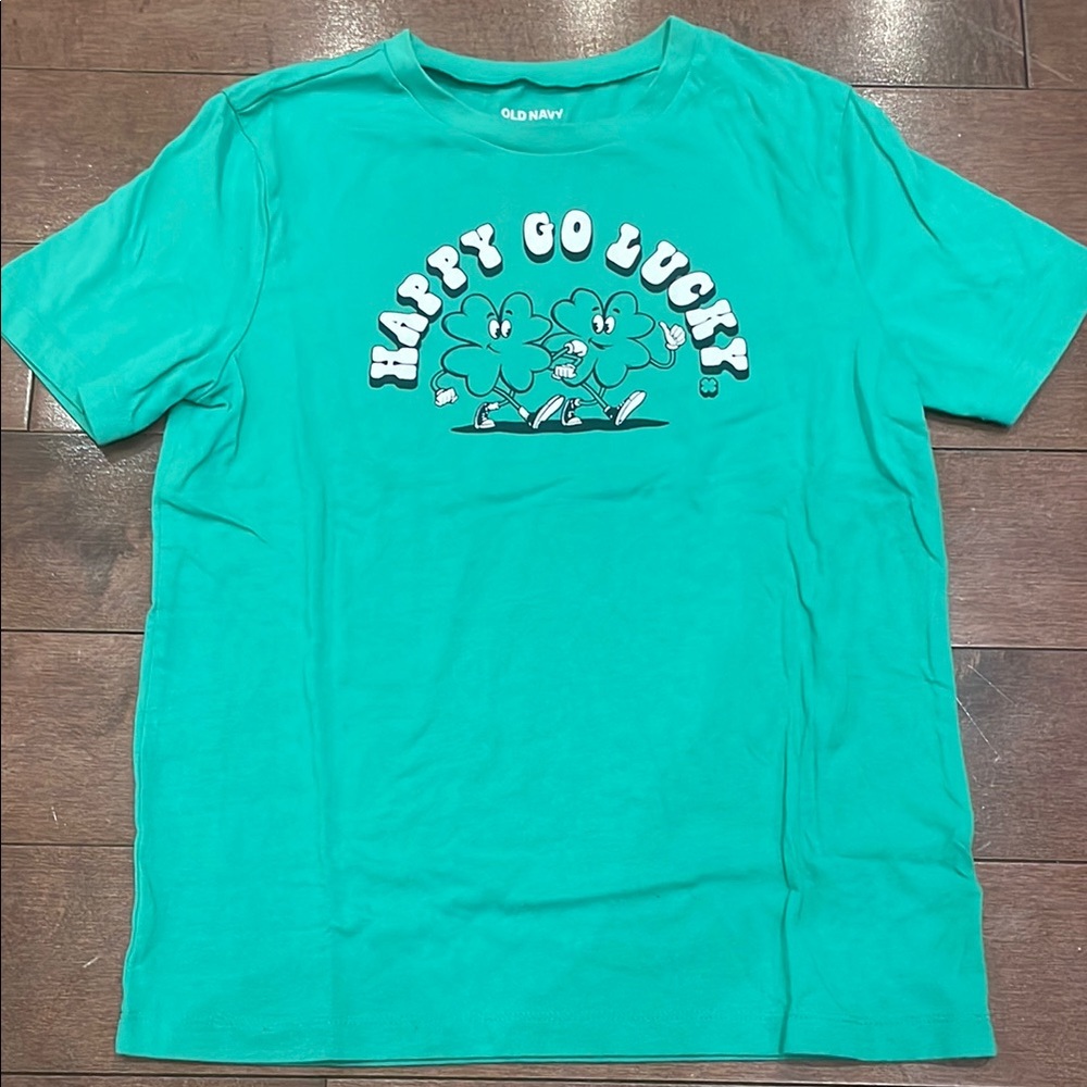 Old Navy Green Happy Go Lucky Graphic T-Shirt